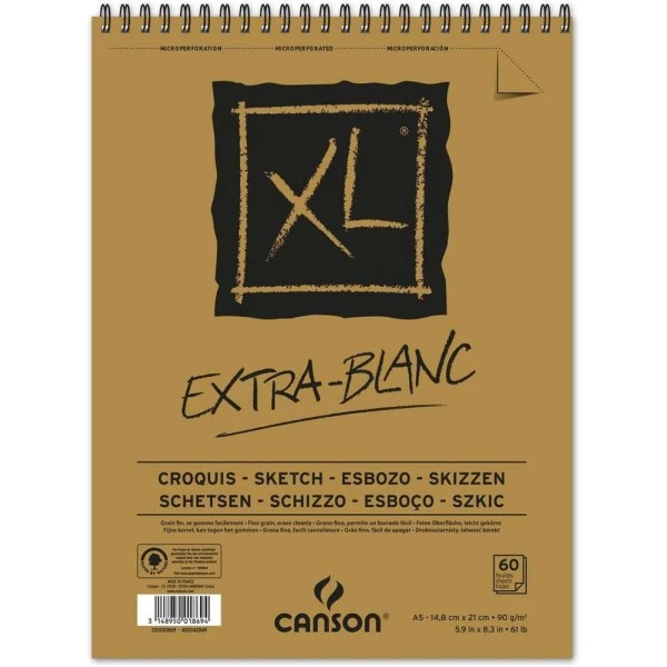 Bloc à Croquis Et études "XL Extra Blanc"- A5 - Canson 3 Bloc à Croquis Et études "XL Extra Blanc"- A5 - Canson