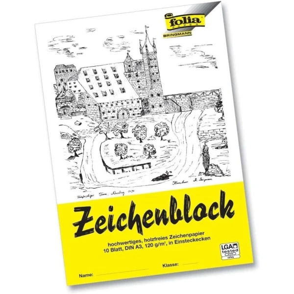 Bloc à Dessin - 120 G./m² - A3 - Blanc - Folia 3 Bloc à Dessin - 120 G./m² - A3 - Blanc - Folia