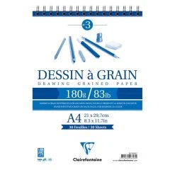 CLAIREFONTAINE Bloc à Dessin à Grain 180g - A4 - 30 Pages