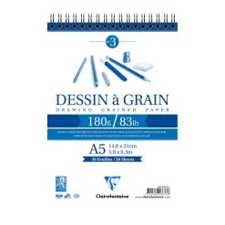 CLAIREFONTAINE Bloc à Dessin à Grain 180g - A5 - 30 Pages
