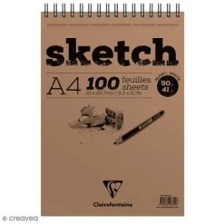 CLAIREFONTAINE Bloc à Dessin Sketch Et Croquis A4 - 90 Gr - 100 Feuilles