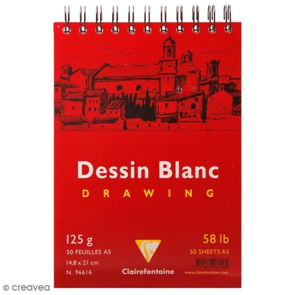 CLAIREFONTAINE Bloc Ă Dessin Sketch Et Croquis A5 - 125 Gr - 50 Feuilles