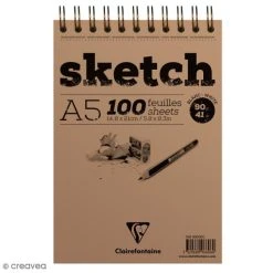 CLAIREFONTAINE Bloc à Dessin Sketch Et Croquis A5 - 90 Gr - 100 Feuilles