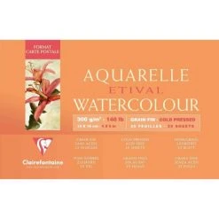 CLAIREFONTAINE Bloc Artiste Aquarelle "Etival", 100 X 150 Mm, 300 G./m²