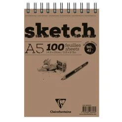 CLAIREFONTAINE Bloc Croquis "Sketch", A5, 90 G./m² - Blanc