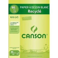 Canson Bloc De Papier à Dessin Recyclé, A4, 90 G/m² - Blanc