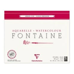 CLAIREFONTAINE Bloc Fontaine 25f Grain Fin 24x30 300g Encollé 4 Côtés Blanc