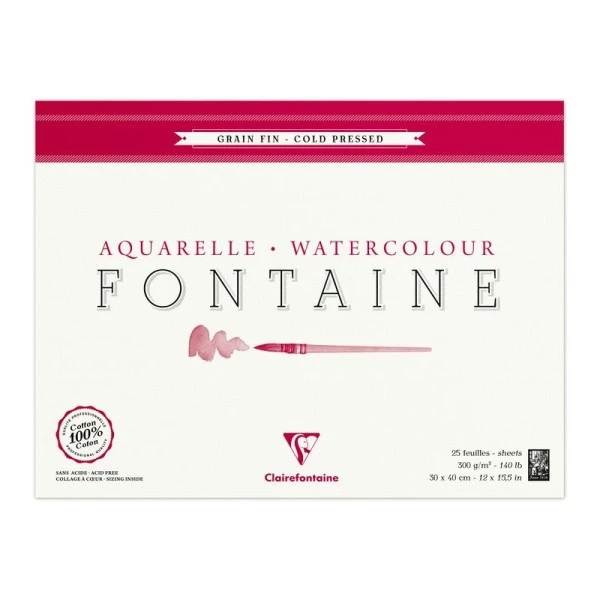 CLAIREFONTAINE Bloc Fontaine 25f Grain Fin 30x40 300g Encollé 4 Côtés Blanc 3 CLAIREFONTAINE Bloc Fontaine 25f Grain Fin 30x40 300g Encollé 4 Côtés Blanc