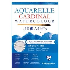 CLAIREFONTAINE Bloc Papier Aquarelle Cardinal 300 G - 21 X 29,7 Cm - 10 Feuilles