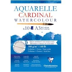 CLAIREFONTAINE Bloc Papier Aquarelle Cardinal 300 G - 29,7 X 42 Cm - 10 Feuilles