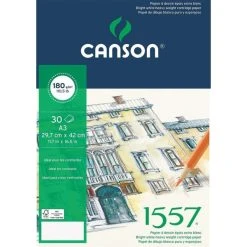 Canson Bloc Papier Dessin "1557", A3, 180 G/m² - Blanc