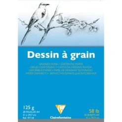 CLAIREFONTAINE Bloc Papier Dessin "à Grain", A4, 125 G./m²