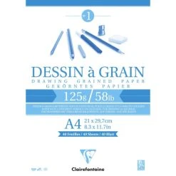 CLAIREFONTAINE Bloc Papier Dessin "à Grain", A4, 125 G/m²