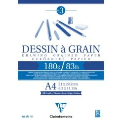CLAIREFONTAINE Bloc Papier Dessin "à Grain", A4, 180 G/m²