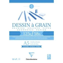 CLAIREFONTAINE Bloc Papier Dessin "à Grain", A5, 125 G/m²