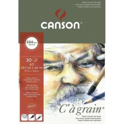 Canson Bloc Papier Dessin "C" à Grain, A3, 224 G/m² - Blanc