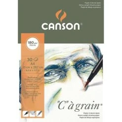Bloc Papier Dessin "C" à Grain, A4, 180 G/m² - Blanc - Canson