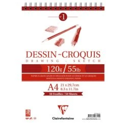 CLAIREFONTAINE Bloc Papier Dessin "Dessin - Croquis", A4, 120 G./m²