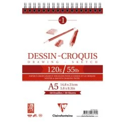 CLAIREFONTAINE Bloc Papier Dessin "Dessin - Croquis", A5, 120 G./m²