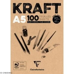 CLAIREFONTAINE Bloc Papier Kraft - A5 - 90 G - 100 Feuilles