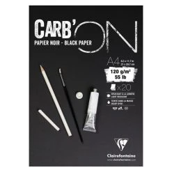 CLAIREFONTAINE Bloc Papier Noir Carbon 120 G - 21 X 29,7 Cm - 20 Feuilles