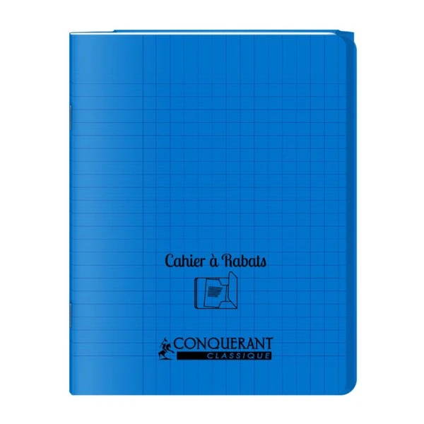 Conquérant Classique Cahier à Rabats 17x22 - 48 Pages - Séyès - Polypro Bleu