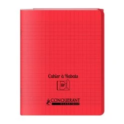 Conquérant Classique Cahier à Rabats 17x22 - 48 Pages - Séyès - Polypro Rouge