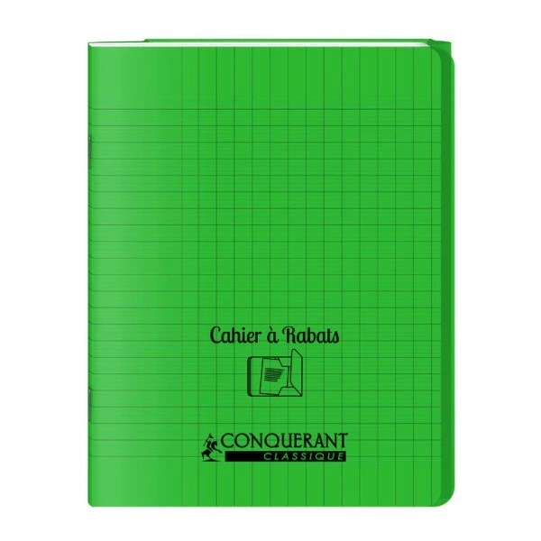 Conquérant Classique Cahier à Rabats 17x22 - 48 Pages - Séyès - Polypro Vert