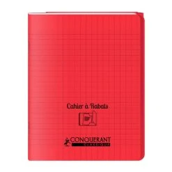 Conquérant Classique Cahier à Rabats 17x22 - 96 Pages - Séyès - Polypro Rouge