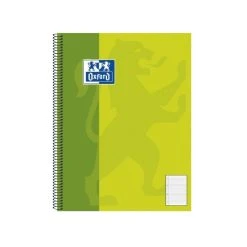 Oxford Cahier à Spirales A4+, Ligné+marge, 160 Pages - Vert Anis