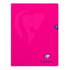 CLAIREFONTAINE Cahier Piqué Mimesys 24x32cm 48 Pages Grands Carreaux - Rose