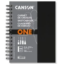 Canson Art Book One Carnet Spiralé Papier à Dessin 80 Feuilles 100g 21,6 X 27,9 Cm Blanc