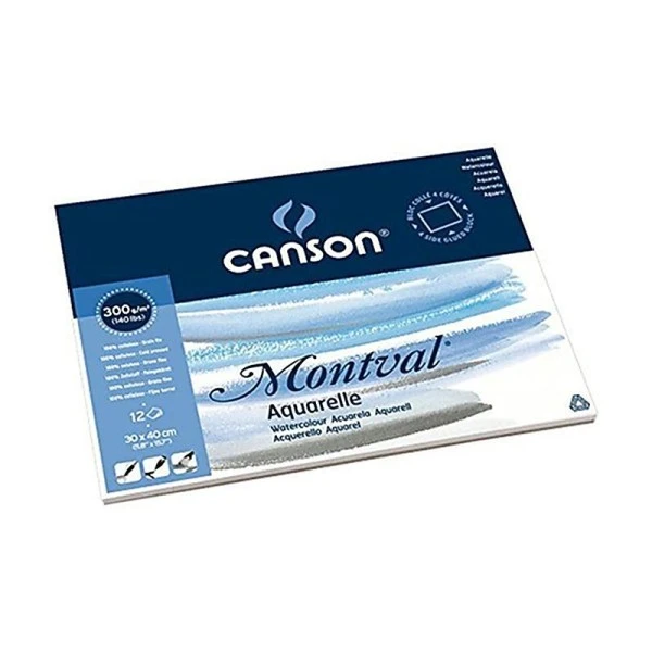 Canson Montval Bloc Aquarelle 12 Feuilles 300g/m² Grain Fin 30 X 40 Cm Blanc Naturel – Image 3