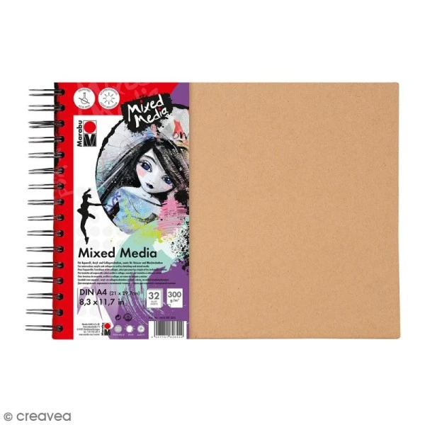 Marabu Carnet Créatif - Art Journal - Mixed Media - A4 - 32 Pages