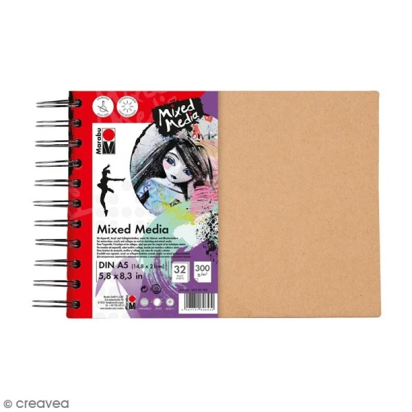 Marabu Carnet Créatif - Art Journal - Mixed Media - A5 - 32 Pages