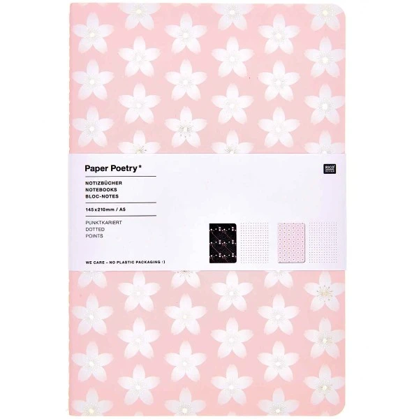 Carnets De Notes Sakura Rico Design - Rose Et Noir - 14,5 X 21 Cm - 2 Pcs 3 Carnets De Notes Sakura Rico Design - Rose Et Noir - 14,5 X 21 Cm - 2 Pcs