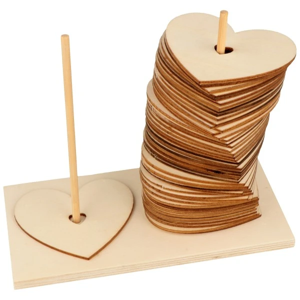 Artemio Coeurs En Bois à Décorer - 50 Pcs + Socle