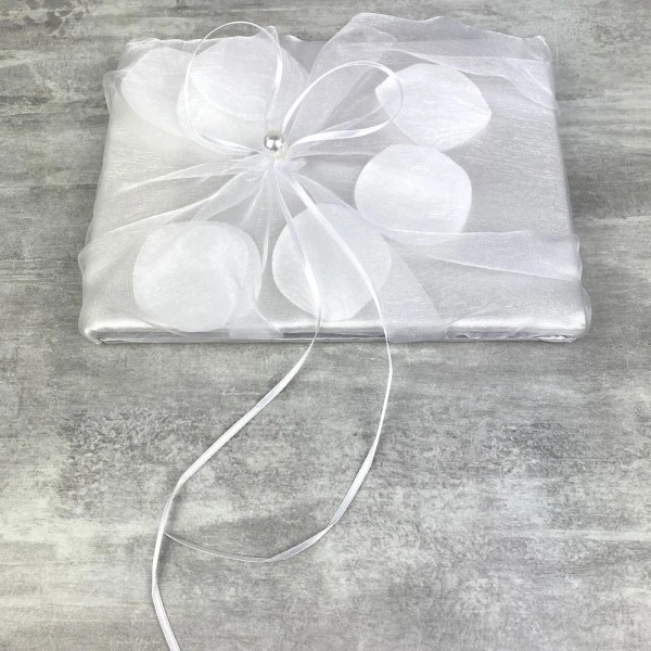 Hobi Livre D'Or De Mariage En Satin Blanc Et Tulle, 21 Cm, Album Photo Avec Pétales 4 Hobi Livre D'Or De Mariage En Satin Blanc Et Tulle, 21 Cm, Album Photo Avec Pétales – Image 2