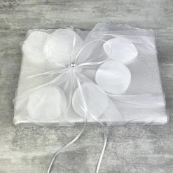 Hobi Livre D'Or De Mariage En Satin Blanc Et Tulle, 21 Cm, Album Photo Avec Pétales
