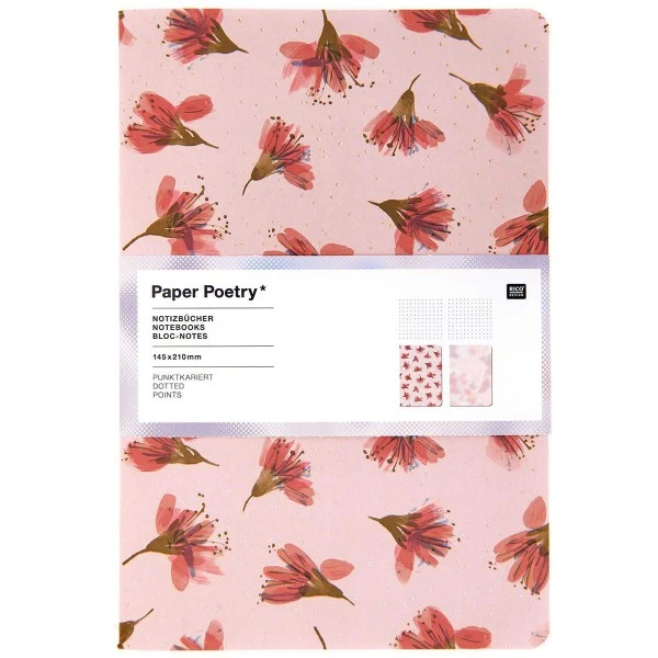 Rico Design Lot De Carnets De Note A5 - Fleurs De Cerisier - 14,5 X 21 Cm - 2 Pcs 3 Rico Design Lot De Carnets De Note A5 - Fleurs De Cerisier - 14,5 X 21 Cm - 2 Pcs
