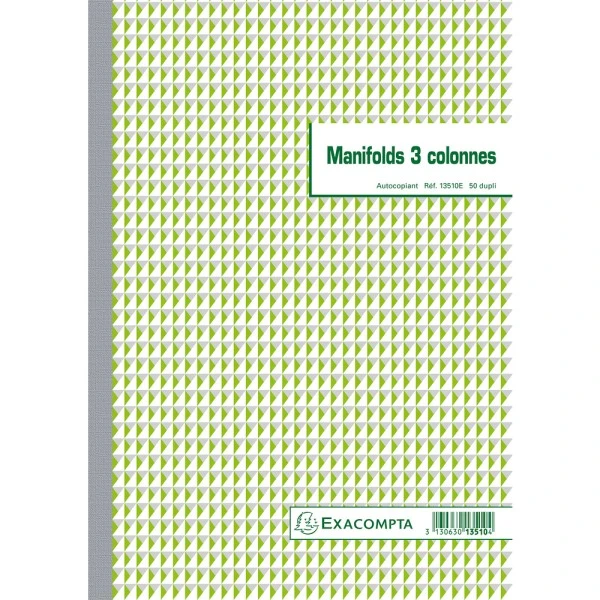 Exacompta Manifold 3 Colonnes, 297 X 210 Mm, Dupli