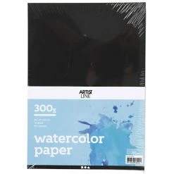 Creativ Company Papier Aquarelle Noir A4 - 300 G - 10 Feuilles