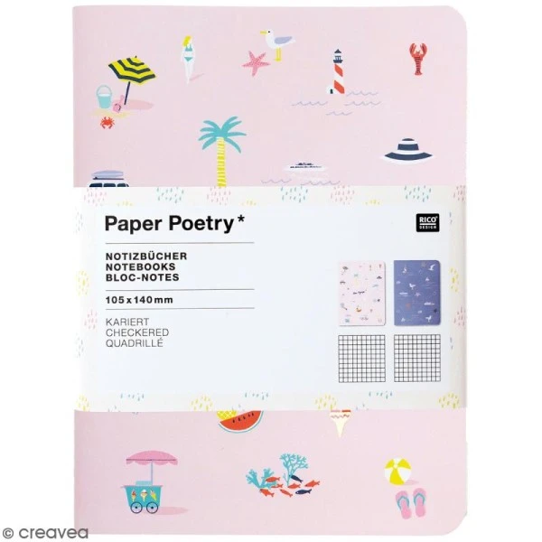 Rico Design Petits Carnets De Notes A6 - Bord De Mer - 10,5 X 14 Cm - 2 Pcs 3 Rico Design Petits Carnets De Notes A6 - Bord De Mer - 10,5 X 14 Cm - 2 Pcs