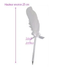 Fetez Moi Stylo Pour Livre D'or Ou Album De Mariage, Avec Plume Véritable, Ruban En Satin Et Perle Cirée, Haut